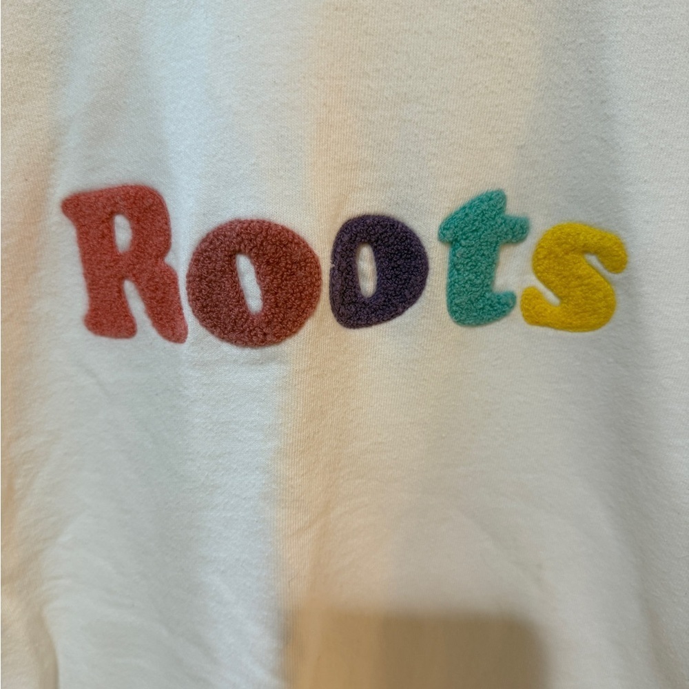 Roots Cream Sweatshirt Colorful Roots Raised Lettering - Picture 2 of 5